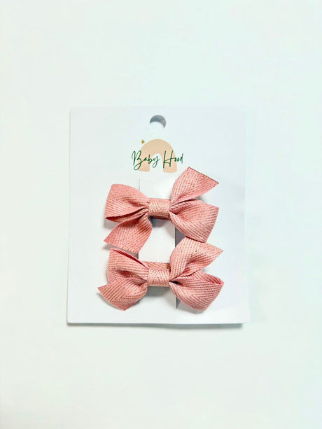 Silk Sparkle Bow Duo - Champagne Pink - Princess and the Pea Boutique