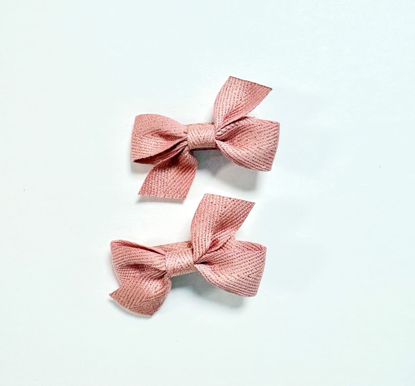 Silk Sparkle Bow Duo - Champagne Pink - Princess and the Pea Boutique