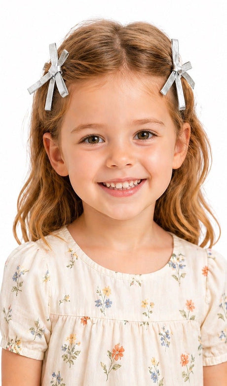 Silver Bow Hair Clip Duo - Princess and the Pea Boutique