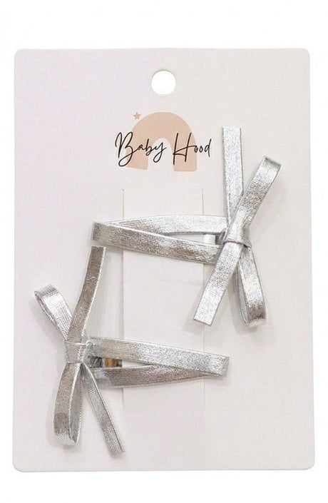 Silver Bow Hair Clip Duo - Princess and the Pea Boutique