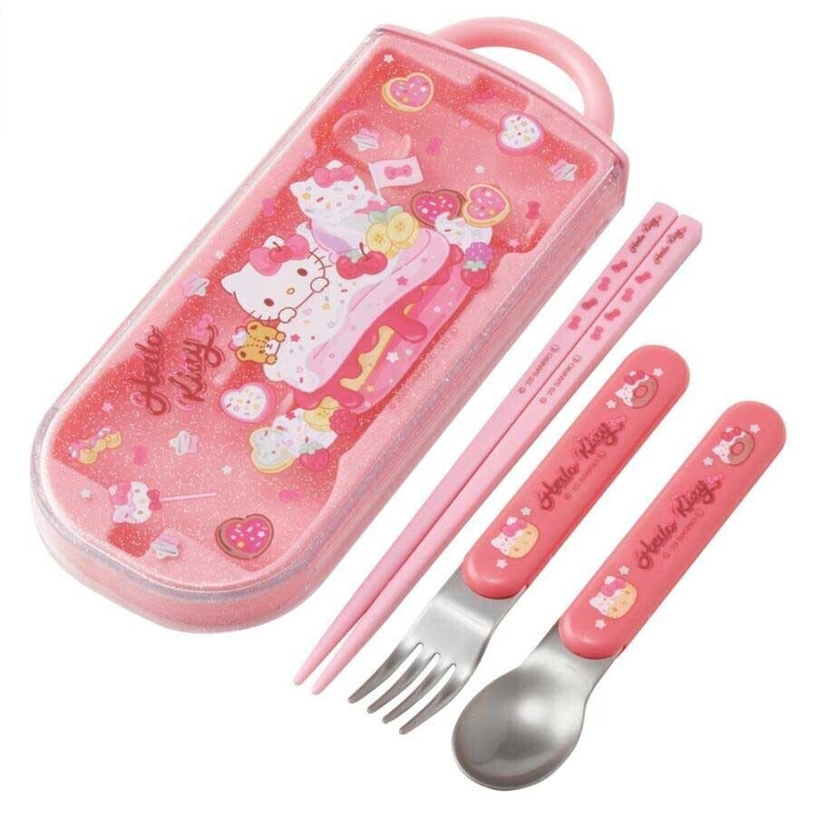 Skater Antibacterial Dishwasher-Safe Sliding Cutlery Set - Hello Kitty - Princess and the Pea Boutique