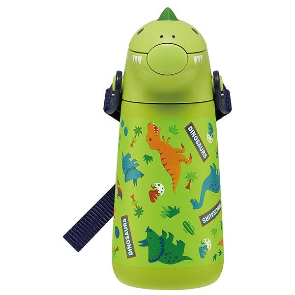 Skater Die-Cut Dinosaur Straw Water Bottle Stainless Steel 370ml - Princess and the Pea Boutique