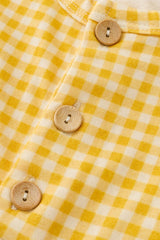 Sleeveless Henley Romper - Yellow Checker - Princess and the Pea Boutique