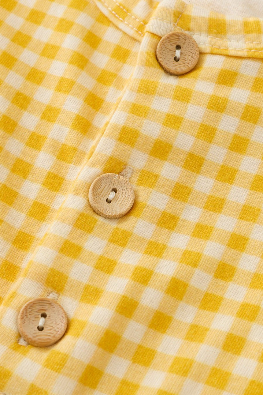 Sleeveless Henley Romper - Yellow Checker - Princess and the Pea Boutique