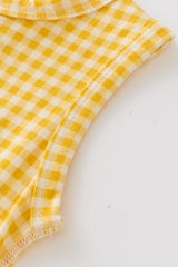 Sleeveless Henley Romper - Yellow Checker - Princess and the Pea Boutique