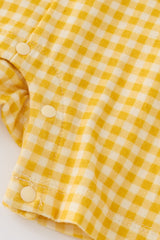 Sleeveless Henley Romper - Yellow Checker - Princess and the Pea Boutique