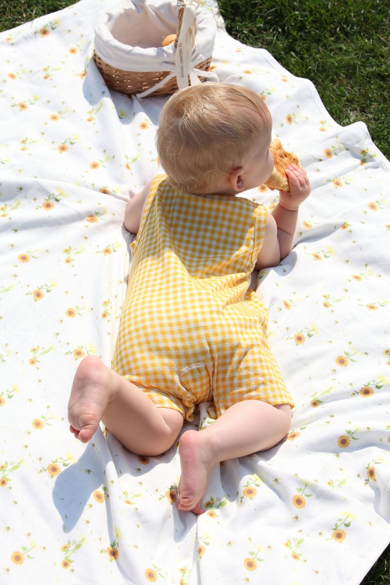 Sleeveless Henley Romper - Yellow Checker - Princess and the Pea Boutique