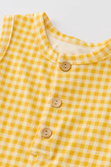 Sleeveless Henley Romper - Yellow Checker - Princess and the Pea Boutique