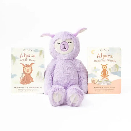 Slumberkins - Lighten the Load with Alpaca | Lilac Kin with Books - Princess and the Pea Boutique