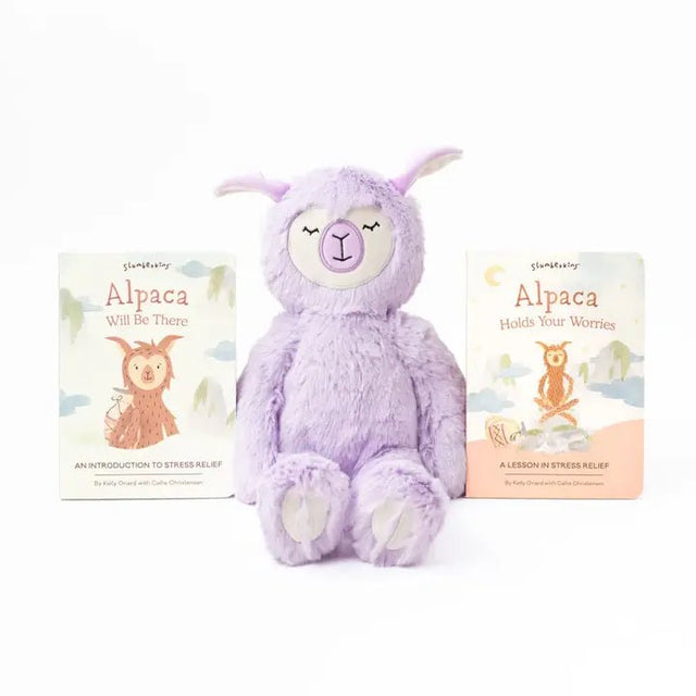 Slumberkins - Lighten the Load with Alpaca | Lilac Kin with Books - Princess and the Pea Boutique