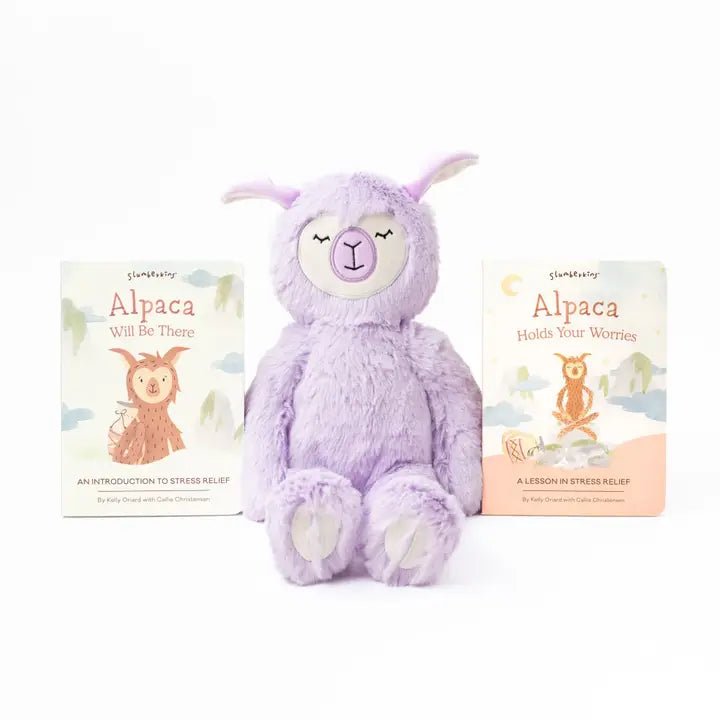 Slumberkins - Lighten the Load with Alpaca | Lilac Kin with Books - Princess and the Pea Boutique