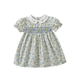 Smocked Blue Floral Baby Dress with Peter Pan Collar - Princess and the Pea Boutique
