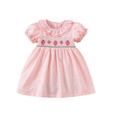 Smocked Pink Gingham Strawberry Dress - Princess and the Pea Boutique