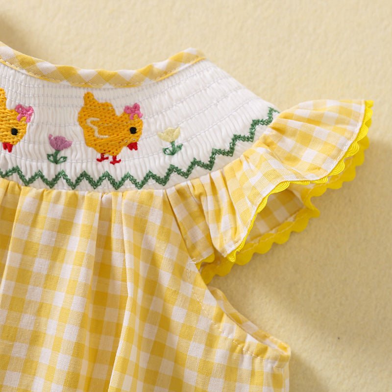 Smocked Yellow Gingham Baby Dress - Princess and the Pea Boutique