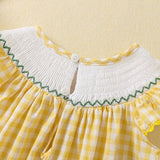 Smocked Yellow Gingham Baby Dress - Princess and the Pea Boutique