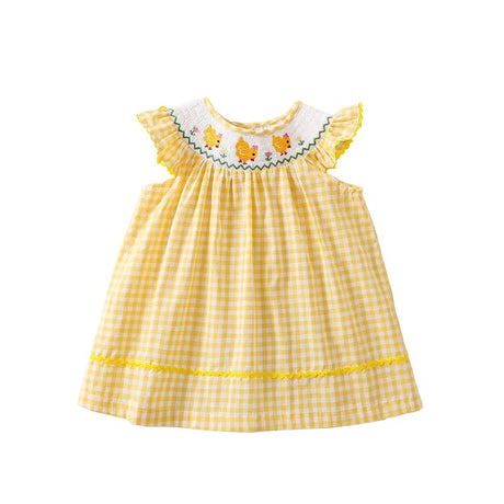 Smocked Yellow Gingham Baby Dress - Princess and the Pea Boutique