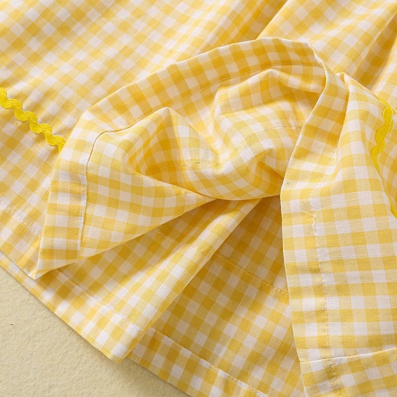 Smocked Yellow Gingham Baby Dress - Princess and the Pea Boutique