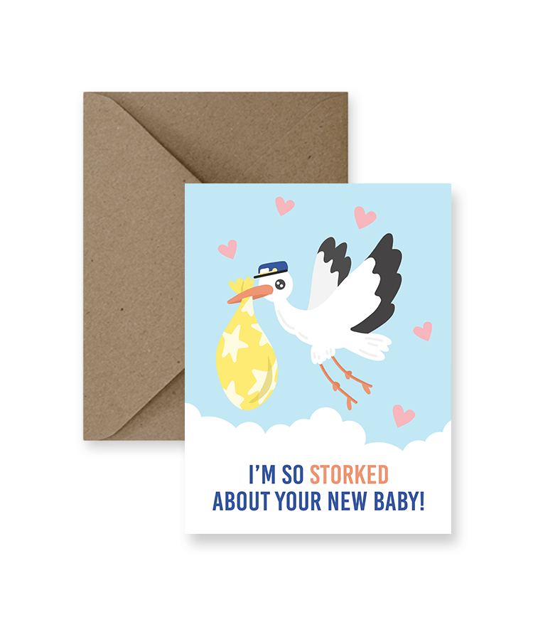 So Storked Baby Card - Princess and the Pea Boutique