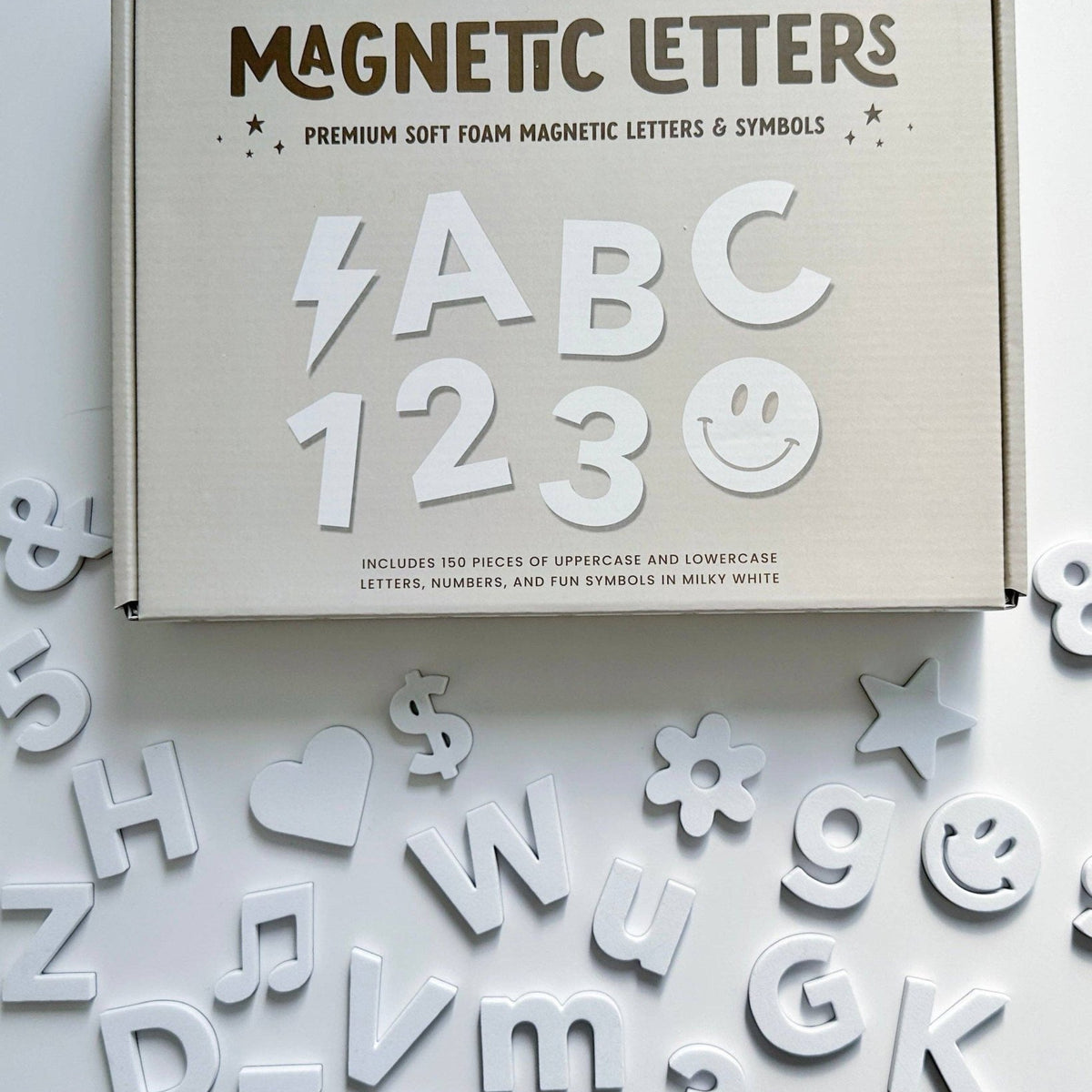 Soft Foam Magnetic Letters & Symbols 150pc Set: Milky White – Princess ...