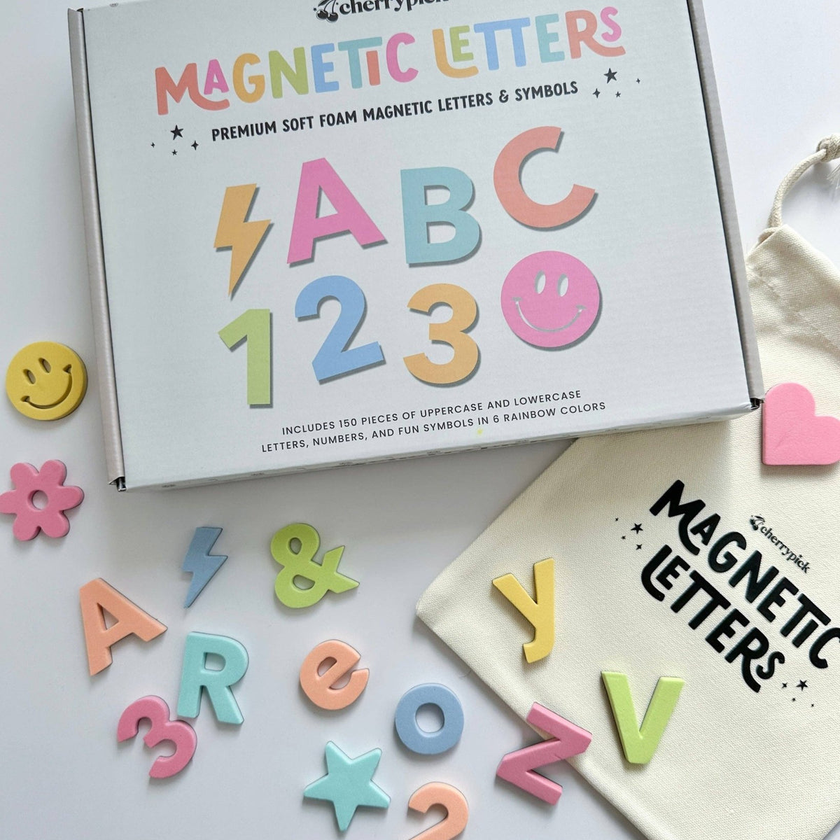 Soft Foam Magnetic Letters & Symbols 150pc Set: Pastel Rainbow ...