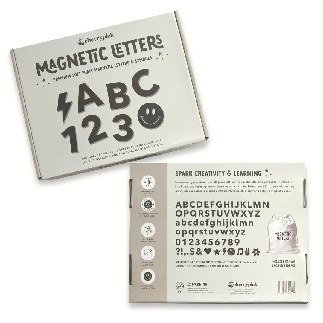 Soft Foam Magnetic Letters & Symbols 150pc Set: Solid Black - Princess and the Pea Boutique