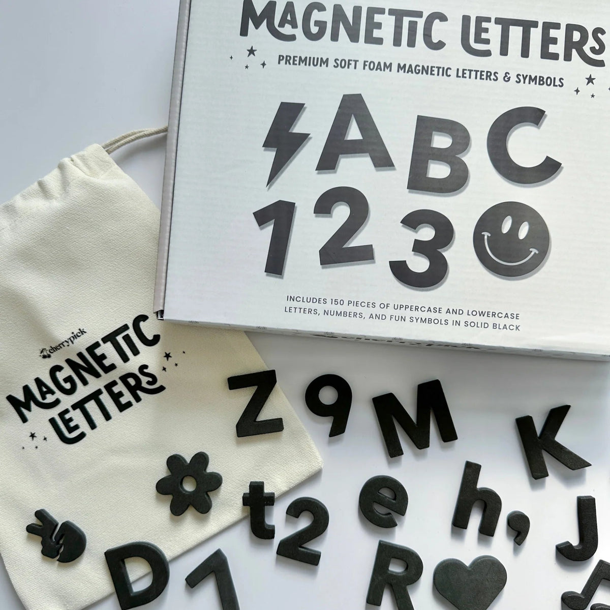 Soft Foam Magnetic Letters & Symbols 150pc Set: Solid Black – Princess ...