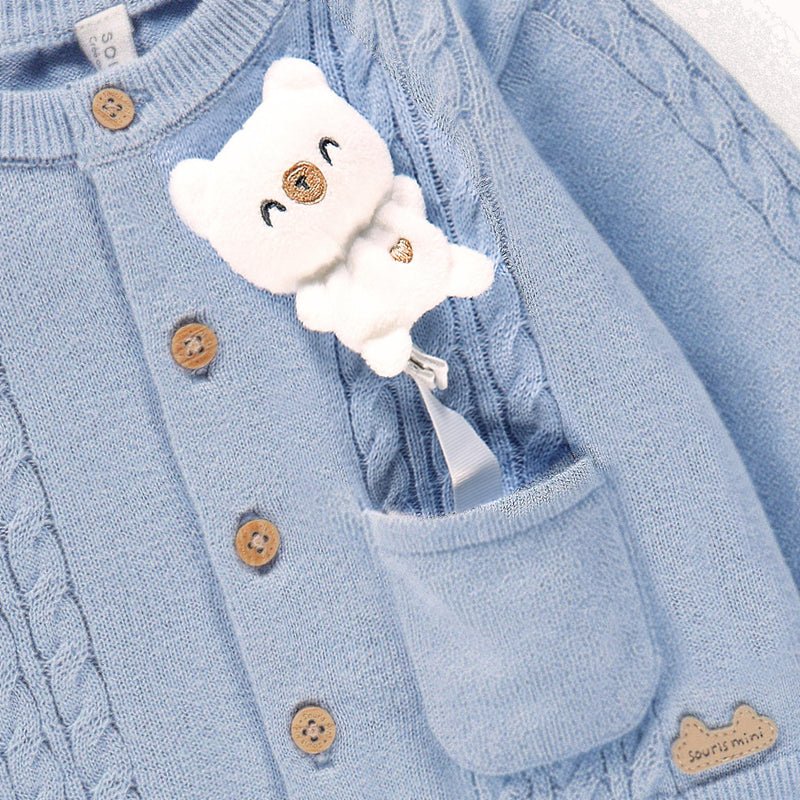 Souris Mini Baby Blue knitted cardigan - Princess and the Pea Boutique