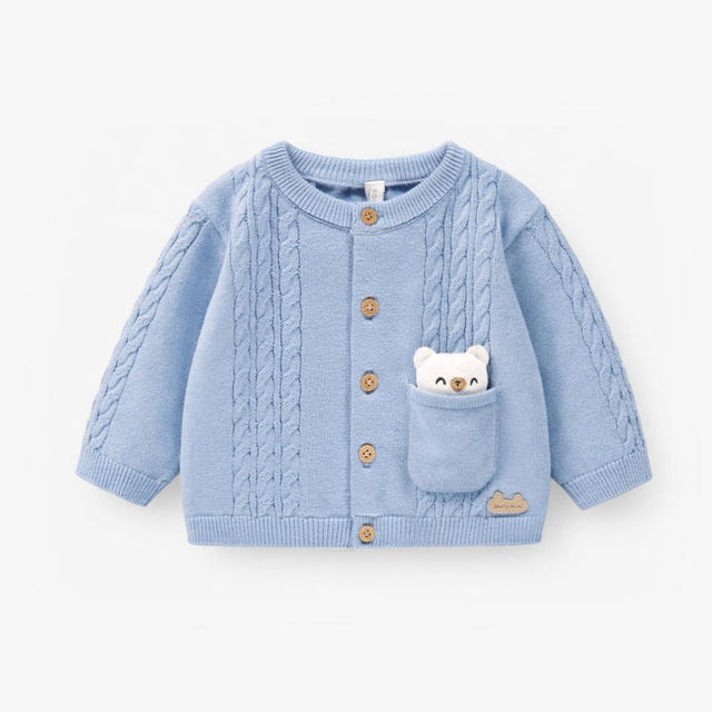 Souris Mini Baby Blue knitted cardigan - Princess and the Pea Boutique