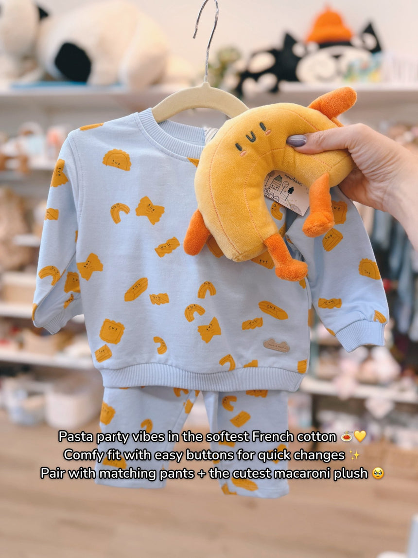 Souris Mini Blue sweater with pasta pattern - Princess and the Pea Boutique