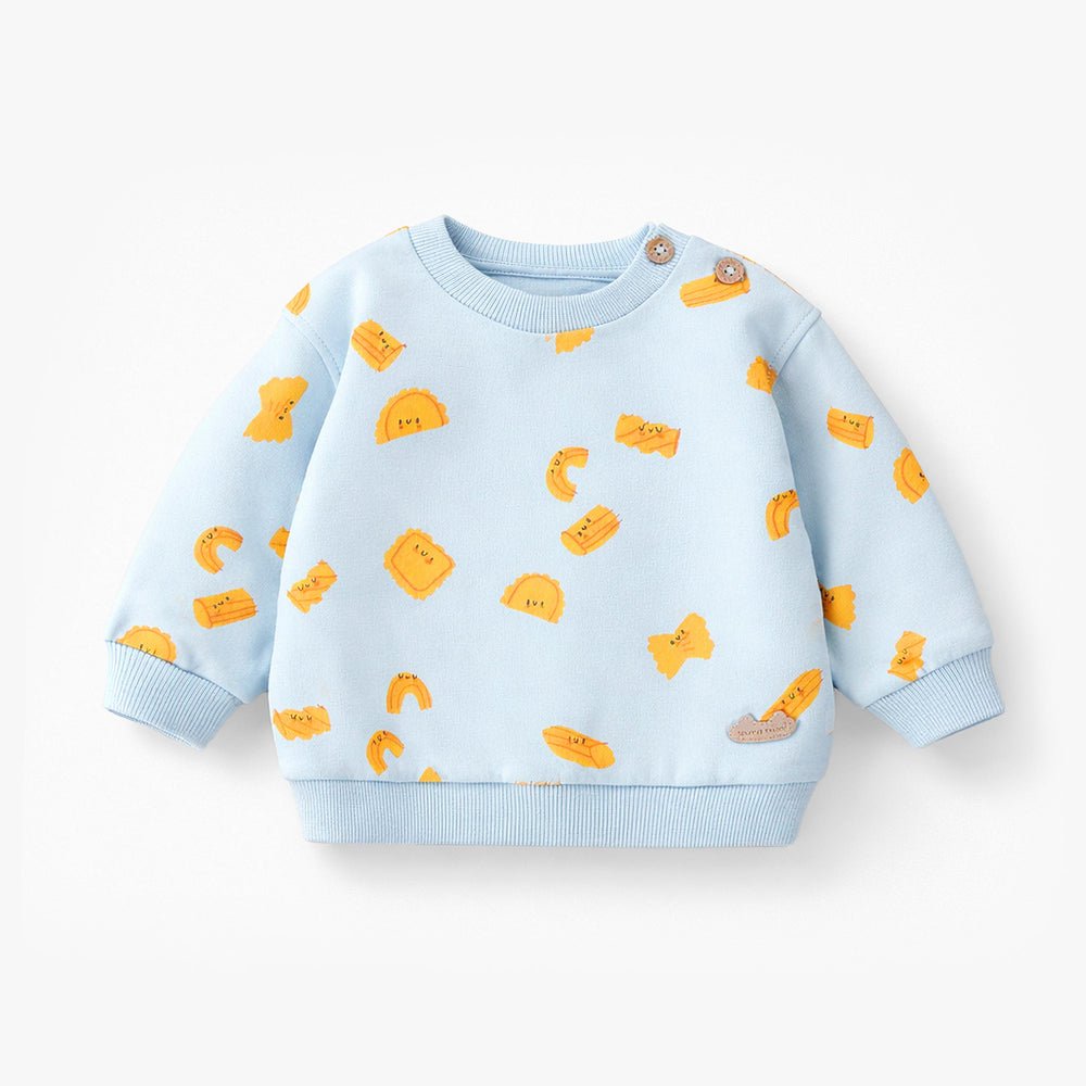Souris Mini Blue sweater with pasta pattern - Princess and the Pea Boutique