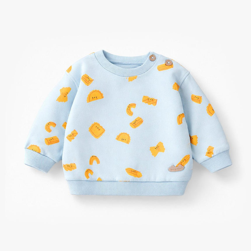 Souris Mini Blue sweater with pasta pattern - Princess and the Pea Boutique