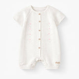 Souris Mini Cream knit romper with pointelle pattern - Princess and the Pea Boutique