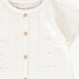 Souris Mini Cream knit romper with pointelle pattern - Princess and the Pea Boutique