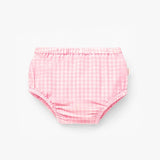 Souris Mini Pink checkered dress and bloomers with eyelet embroidery - Princess and the Pea Boutique