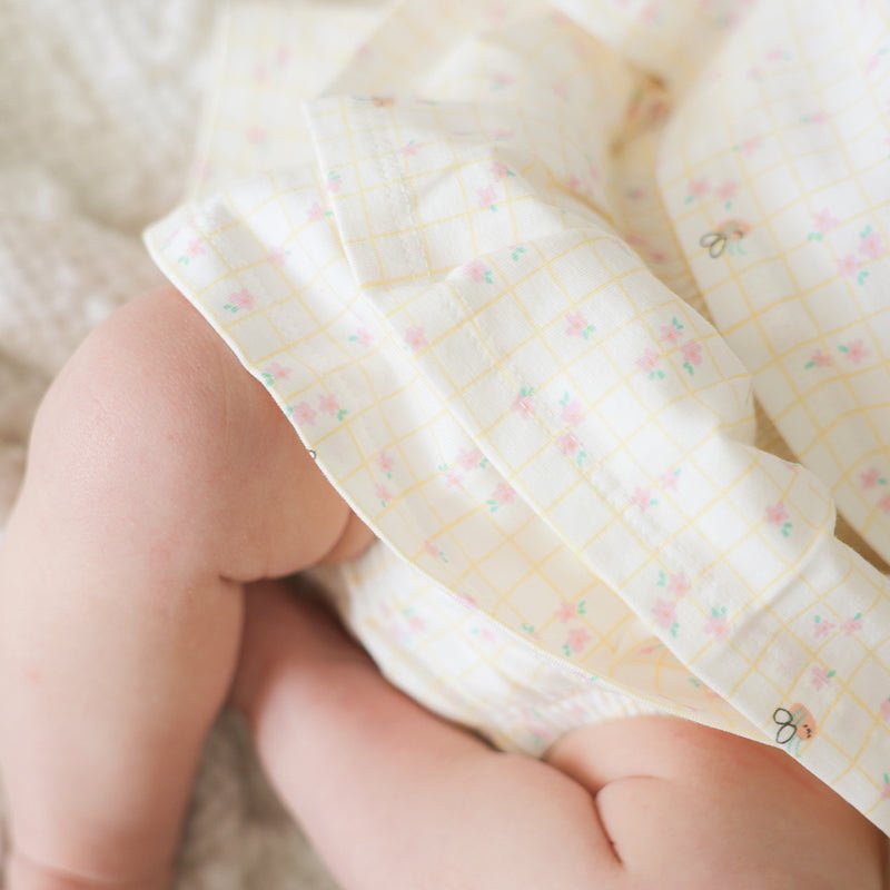 Souris Mini Two - piece cream checked and floral pattern set - Princess and the Pea Boutique