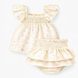 Souris Mini Two - piece cream checked and floral pattern set - Princess and the Pea Boutique