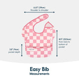 Tiny Twinkle - Mess - proof Easy Bib 3 Pack - Pink, Brown Checkers, Solid Pink - Princess and the Pea Boutique