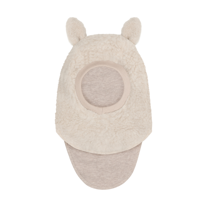 Huttelihut Balaclava Ears Wool Teddy - Cement