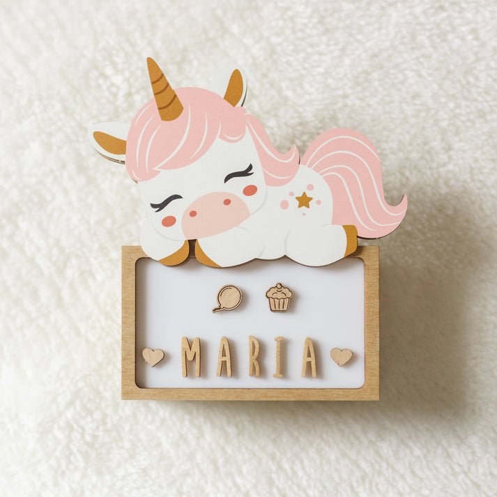 Vintiun Personalized Sleeping Unicorn Table Lamp - Princess and the Pea Boutique