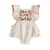 Viverano Organics Anya Embroidered Baby Romper + Headband - Linen Blend - Princess and the Pea Boutique