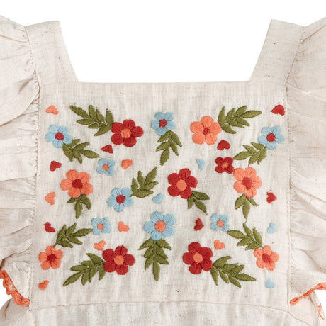 Viverano Organics Anya Embroidered Baby Romper + Headband - Linen Blend - Princess and the Pea Boutique