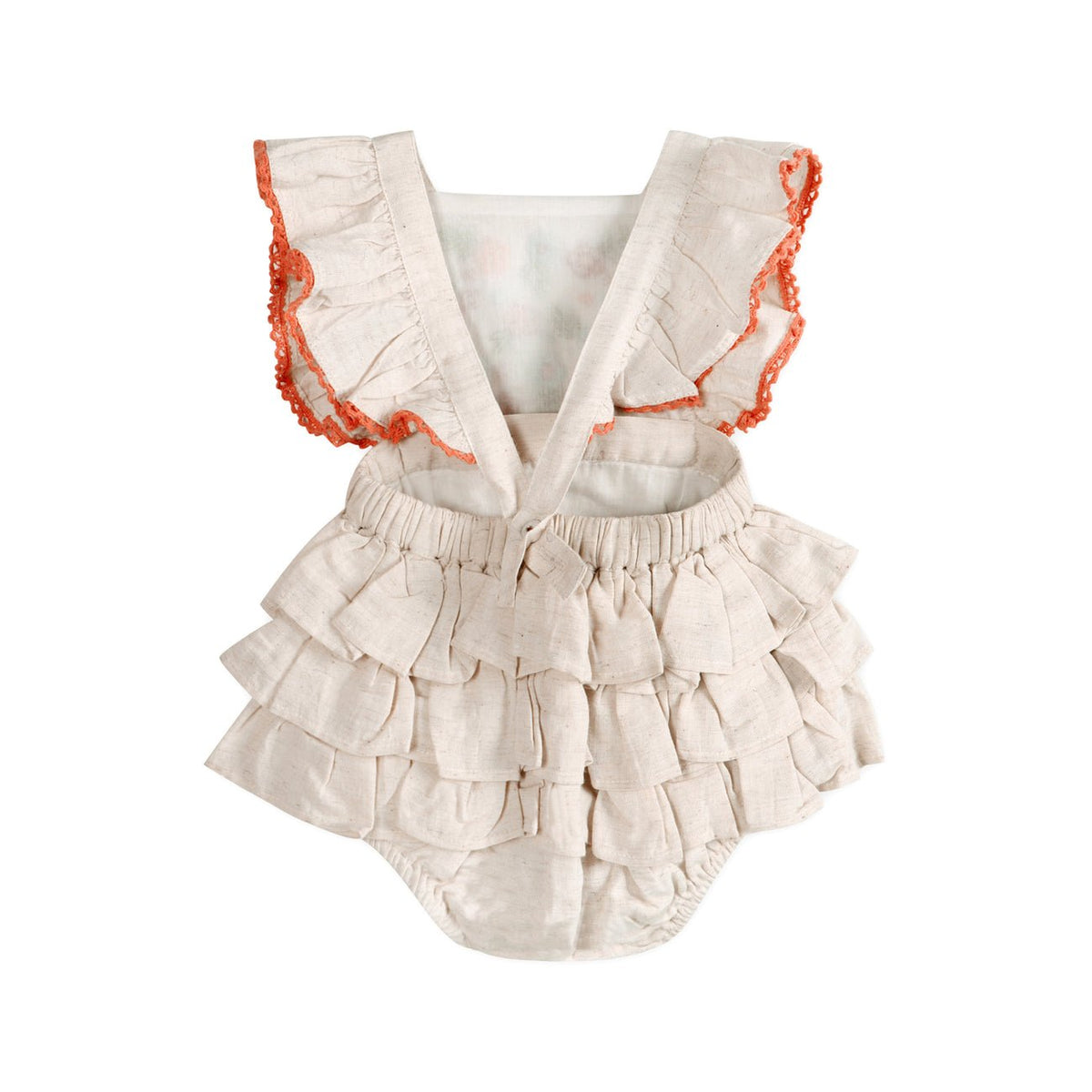 Viverano Organics Anya Embroidered Baby Romper + Headband - Linen Blend - Princess and the Pea Boutique