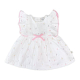 Viverano Organics Sylvie Flower Baby Dress + Bloomer - White - Princess and the Pea Boutique