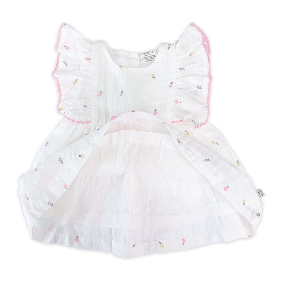 Viverano Organics Sylvie Flower Baby Dress + Bloomer - White - Princess and the Pea Boutique