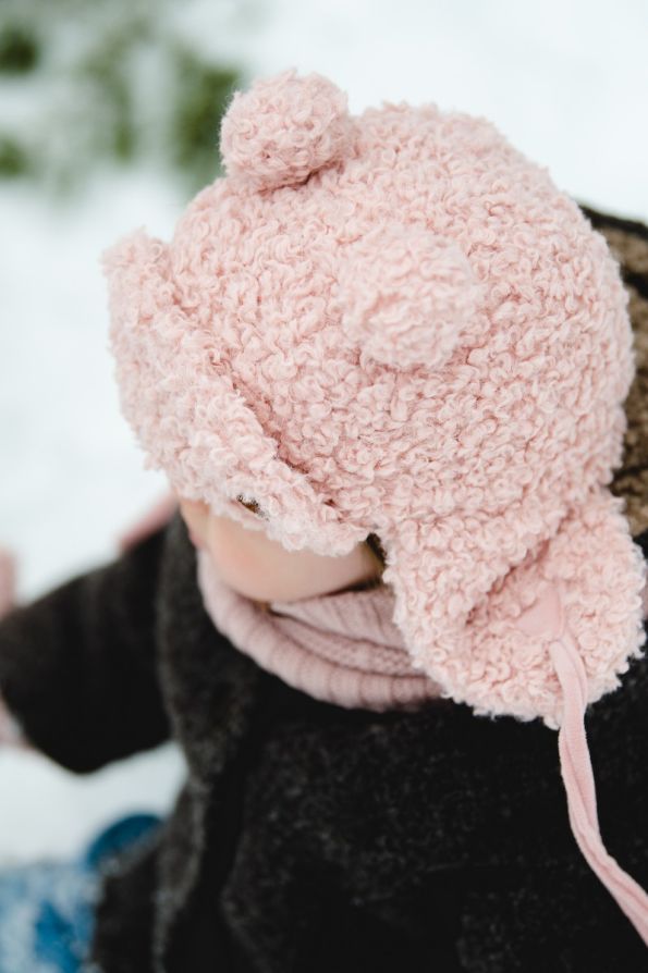 Calikids Teddy Bear Aviator Hat - Rose