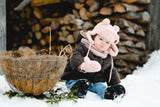 Calikids Teddy Bear Aviator Hat - Rose