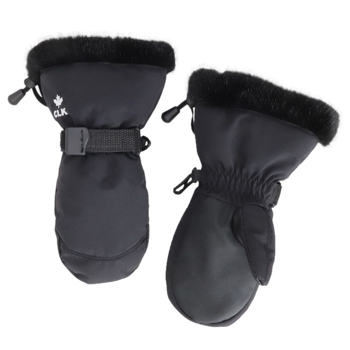 Calikids Faux Fur Cuff Waterproof Mitten - Black