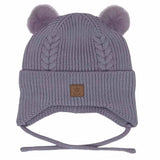 Calikids Knit Soft Touch Hat 2 Fur PomPom - Lilac