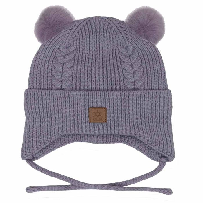 Calikids Knit Soft Touch Hat 2 Fur PomPom - Lilac