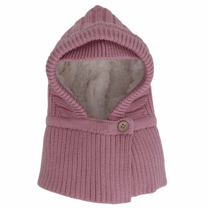 Calikids Knit Soft Touch Balaclava with button - Cameo Pink
